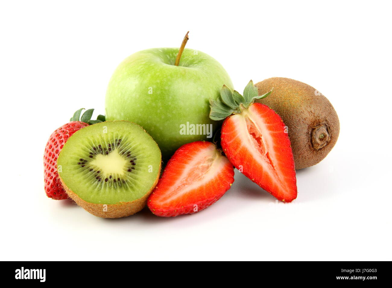 strawberry,apple,kiwi Stock Photo