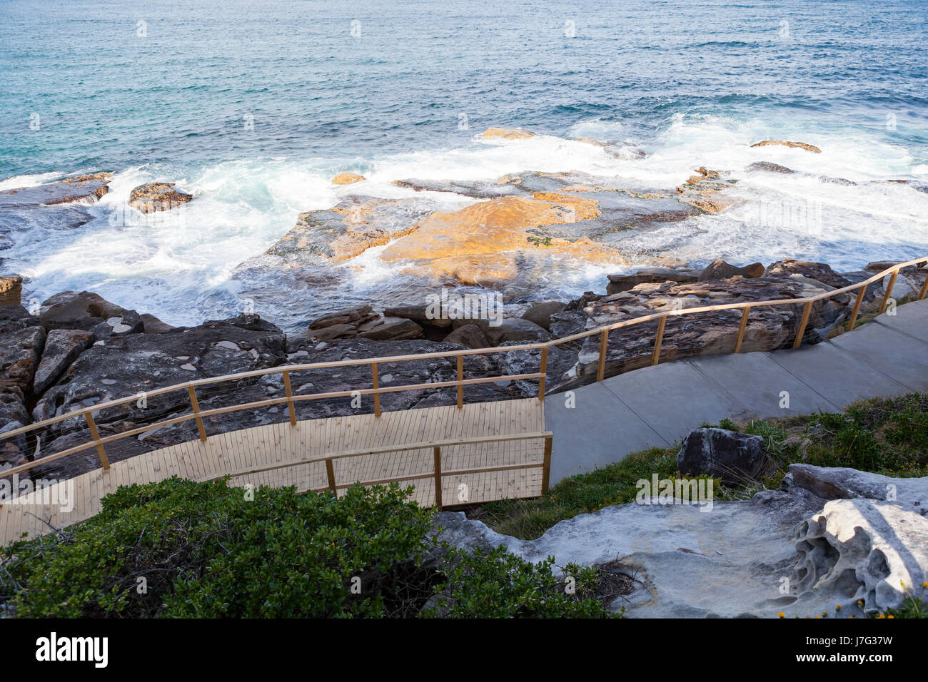 Bondi to Coogee pathway, coastal walk. section replaced after 2016 storms Stock Photo