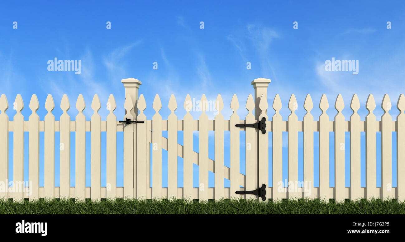 Vintage white fence hi-res stock photography and images - Alamy
