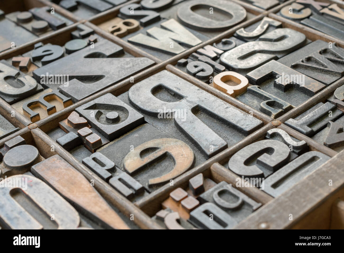 Old letterpress printing blocks in printers tray Stock Photo Alamy