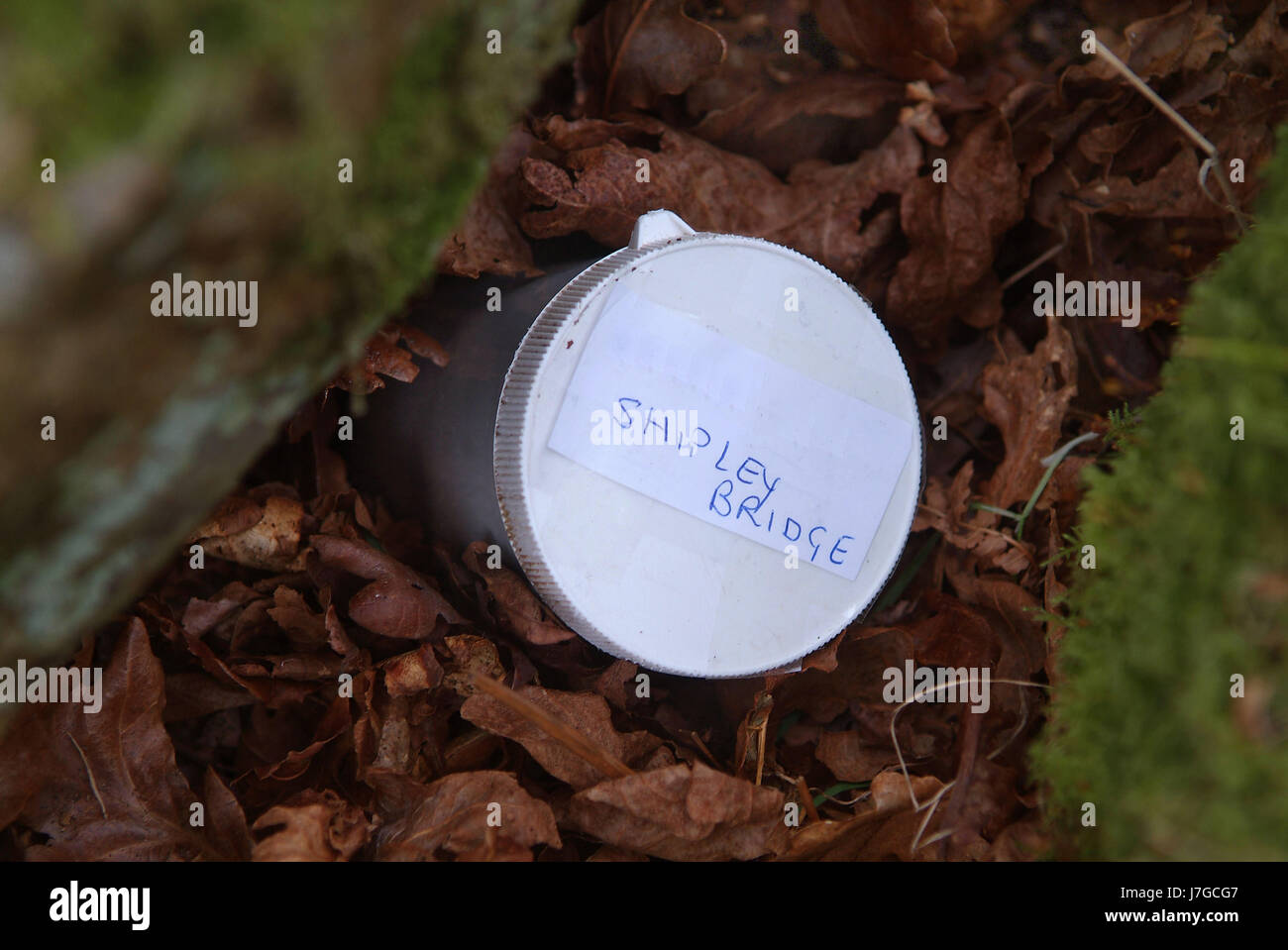 LETTERBOXING Godfrey Swinscow at Shipley Bridge, Dartmoor showing letterboxes and the stamps
