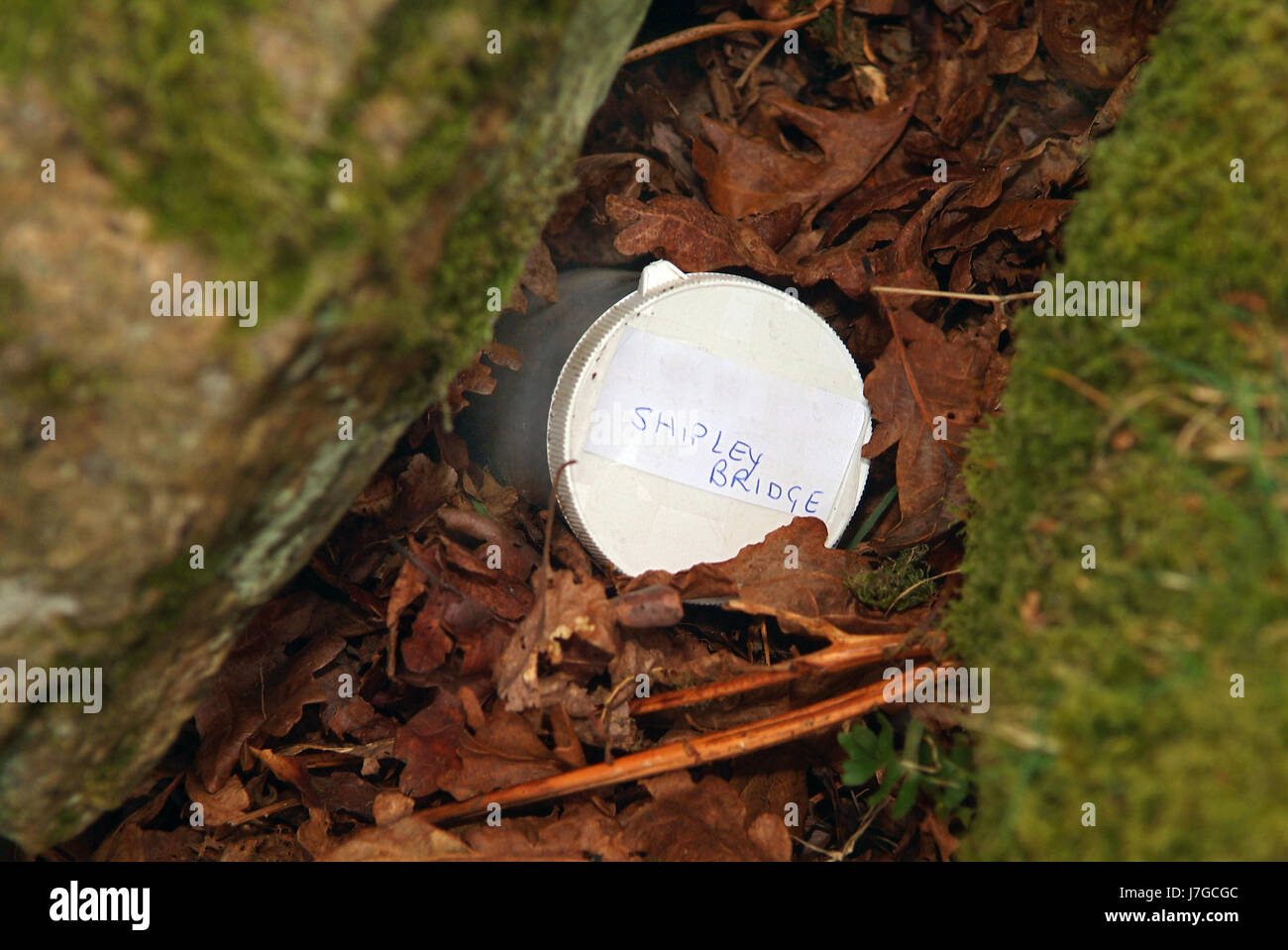 LETTERBOXING Godfrey Swinscow at Shipley Bridge, Dartmoor showing letterboxes and the stamps