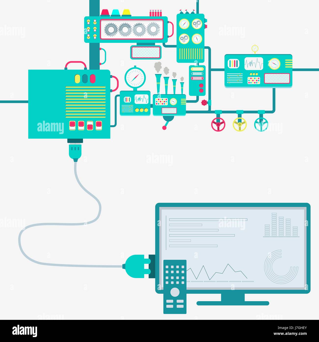 Electric supply of a TV with graphic interface. Television connected to