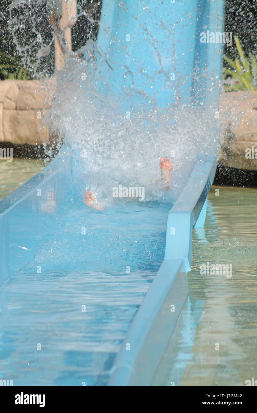 Waterslide Action Shot at Aquaventure, Atalntis, The Palm, Dubai, UAE Stock Photo