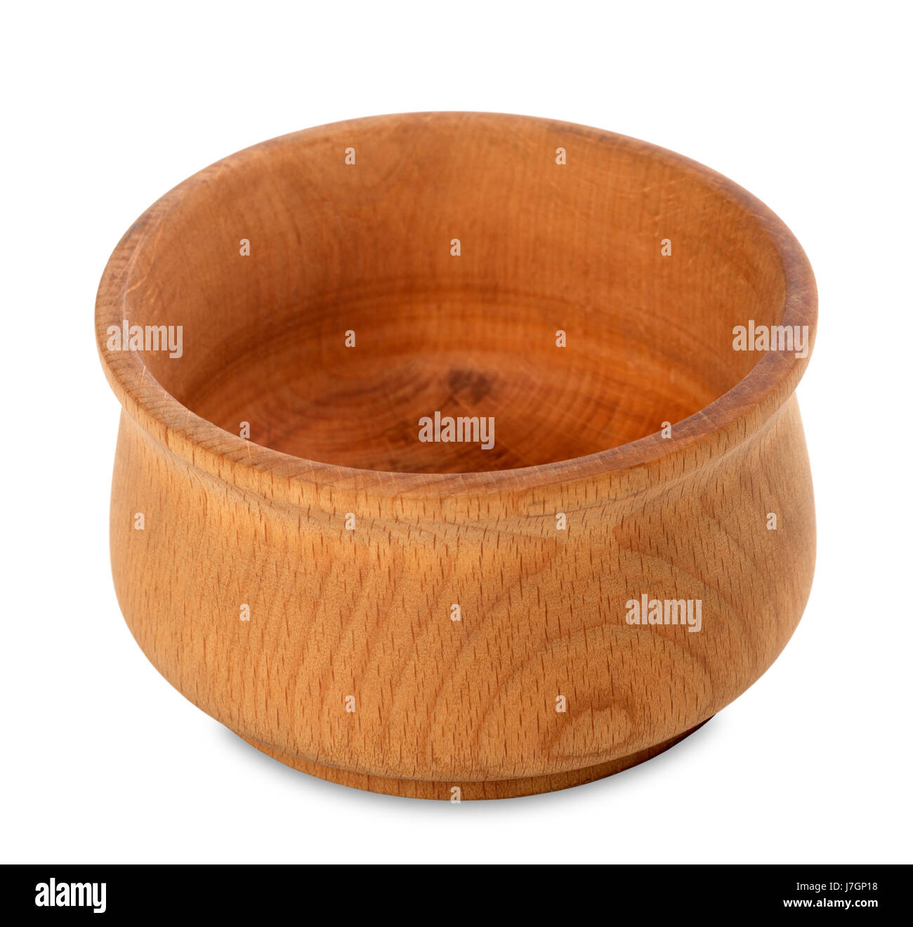 Empty wooden bowl isolated on white background Stock Photo