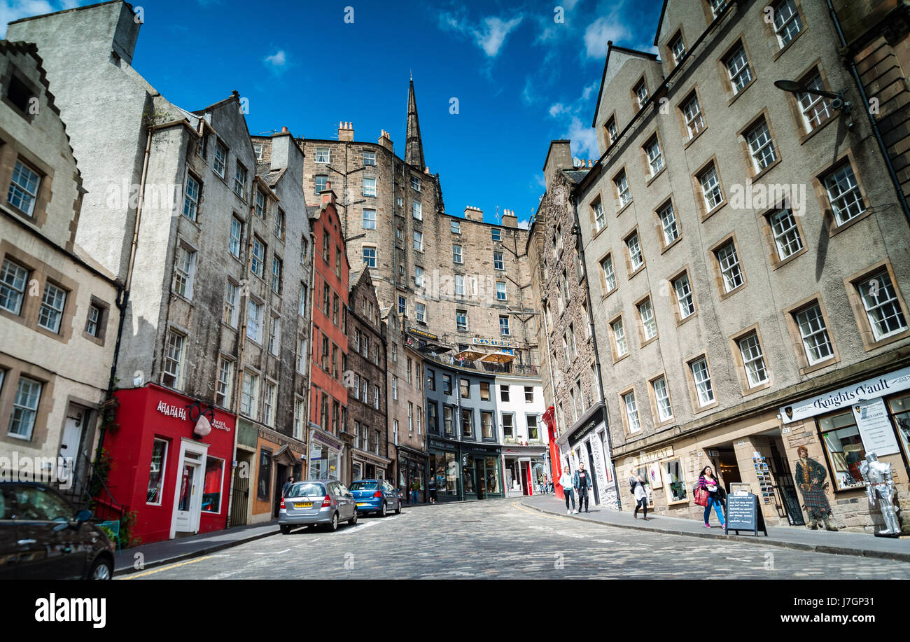 West Bow street in Edinburgh Scotland Stock Photo