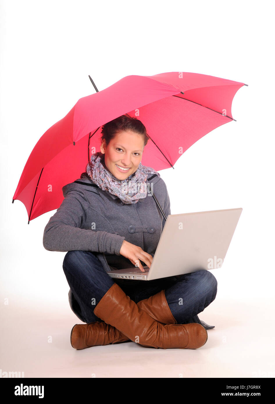 woman laptop notebook computers computer umbrella learn teenager young