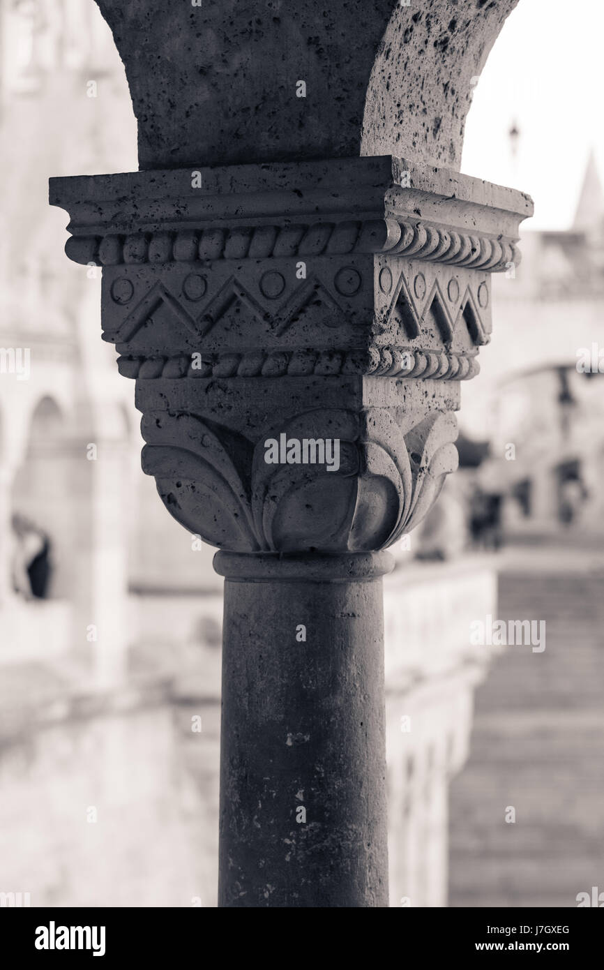 Capitel detail from Buda Castle column in Budapest, Hungary Stock Photo