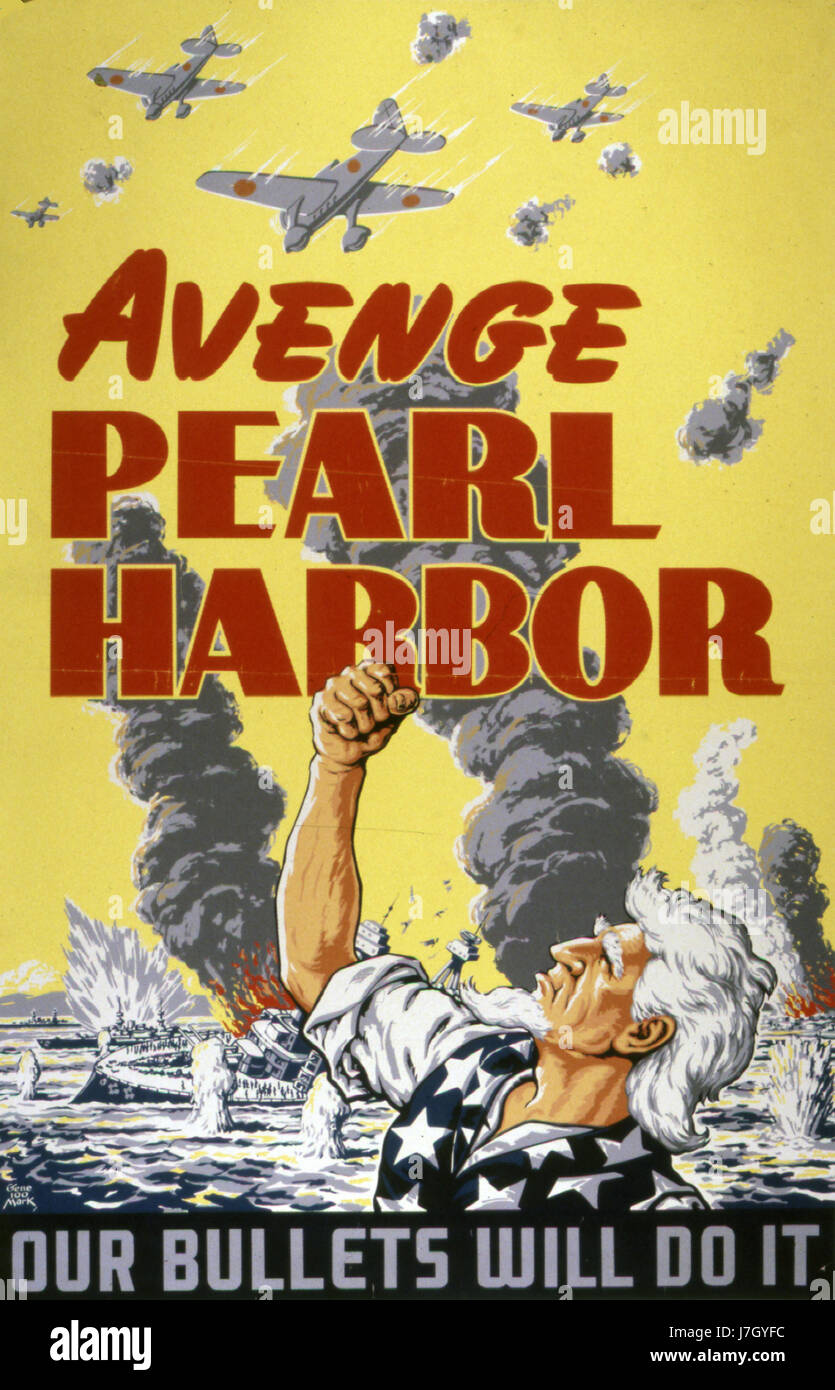 PEARL HARBOUR 7 December 1941. A 1941 poster showing Uncle Sam vowing revenge Stock Photo