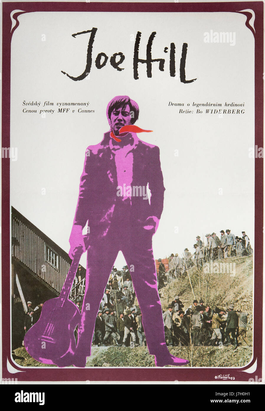 Joe Hill. Movie poster for swedish film from 1971. Director: Bo Widerberg . Actor: Thommy Berggren. Art: Vladimir Palecek Stock Photo