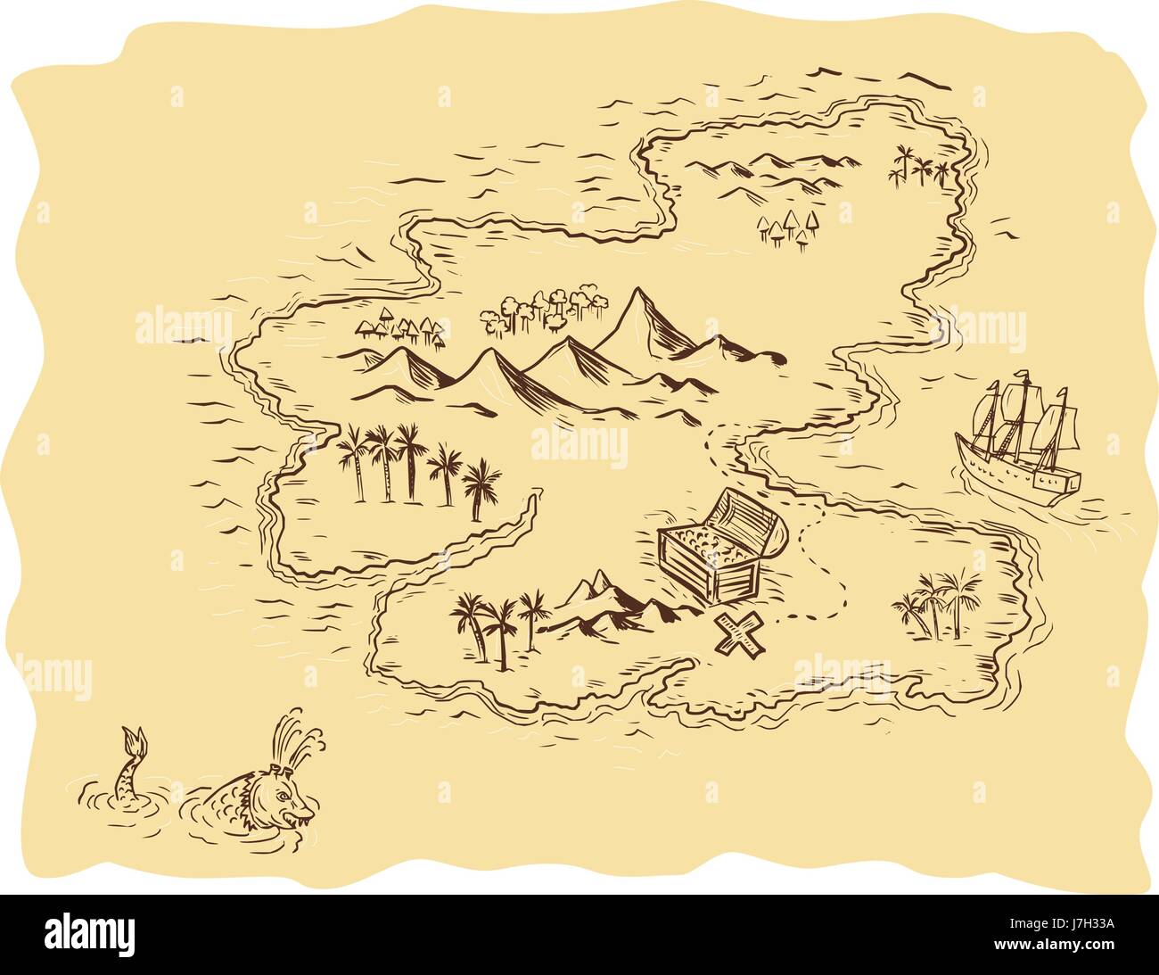 Treasure Map Easy Drawing Drawing Sketch Style Illustration Of A Pirate Treasure Map Showing A Treasure Chest With X Mark The Sport And Sailing Ship And Sea Serpent In Backgro Stock Vector Image & Art - Treasure Map Easy Drawing Drawing Sketch Style Illustration Of A Pirate Treasure Map Showing A Treasure Chest With X Mark The Sport And Sailing Ship And Sea Serpent In Backgro Stock Vector Image & Art -
