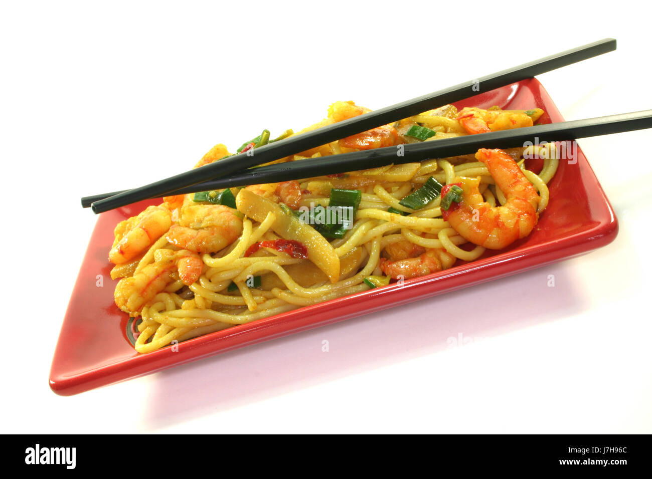 pasta with asia-shrimp Stock Photo