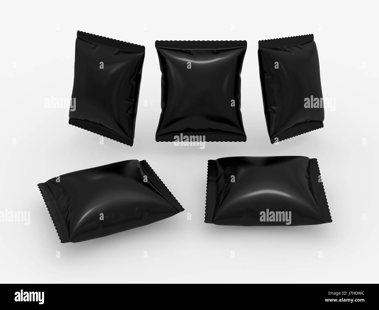 black  pouch use for your product like snack package with clipping path Stock Photo