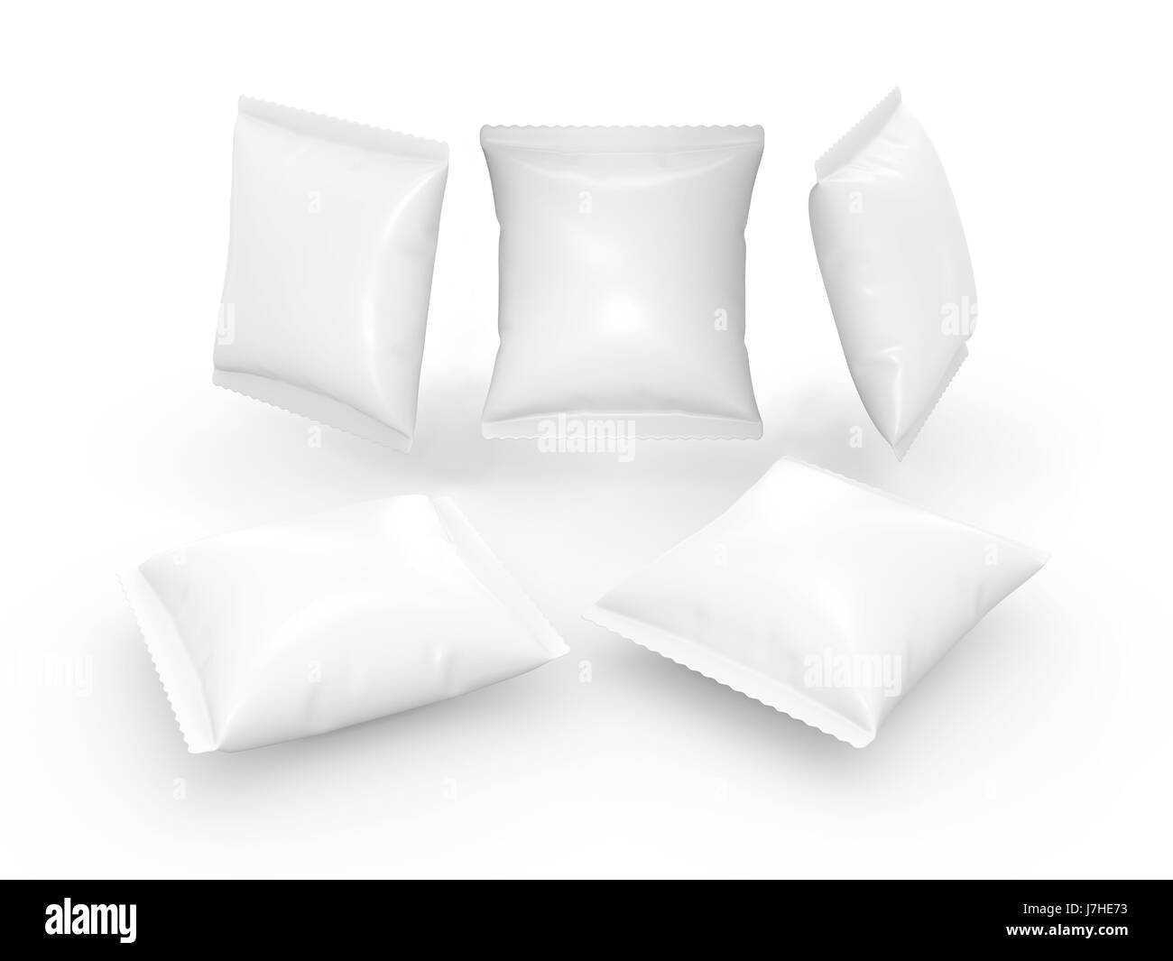 Square white pouch use for your product like snack or food   with clipping path Stock Photo