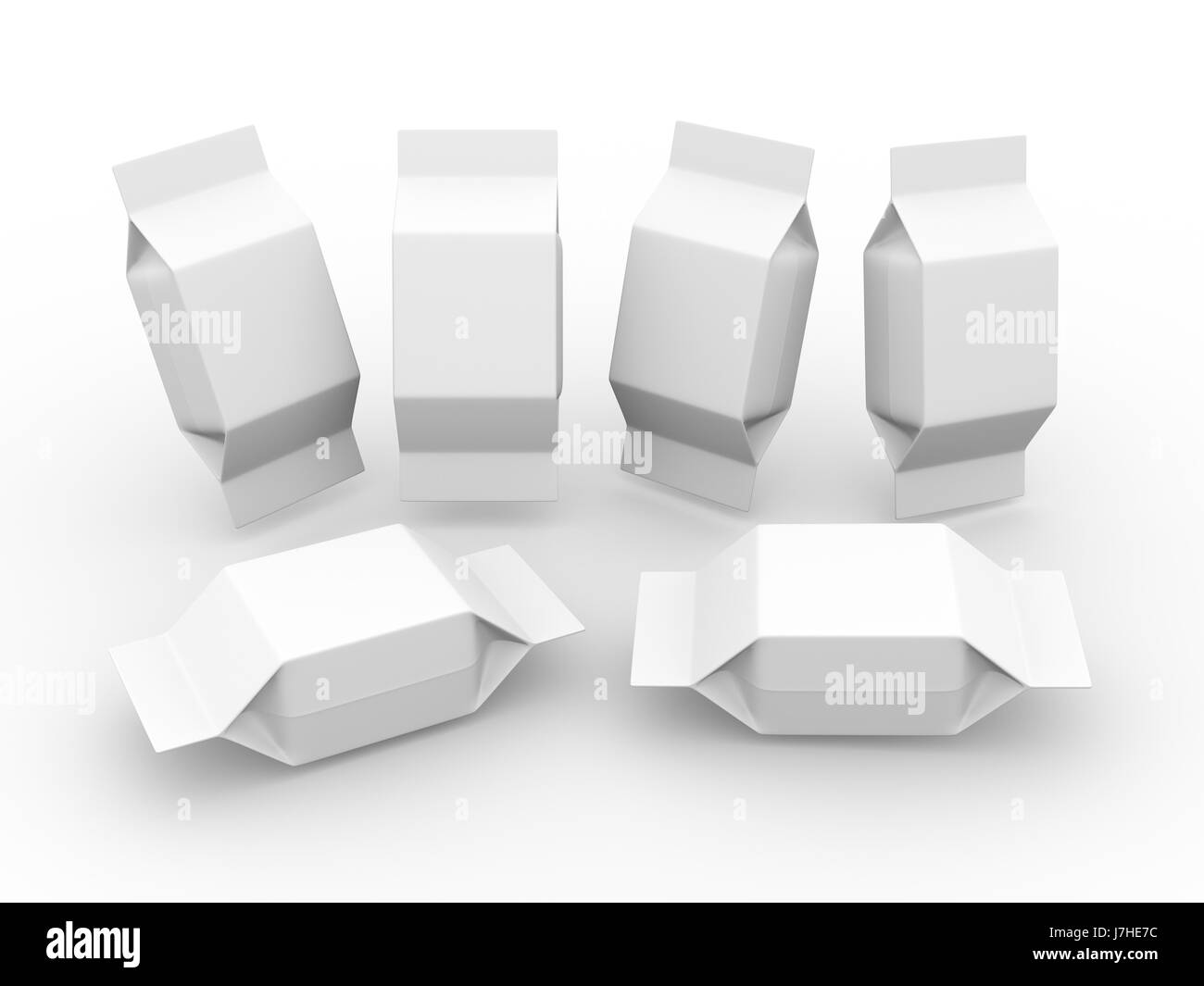 white  blank package for square shape product with clipping path, packaging or wrapper for Chocolate ,cookies, biscuit, milk bar, wafers, crackers, sn Stock Photo