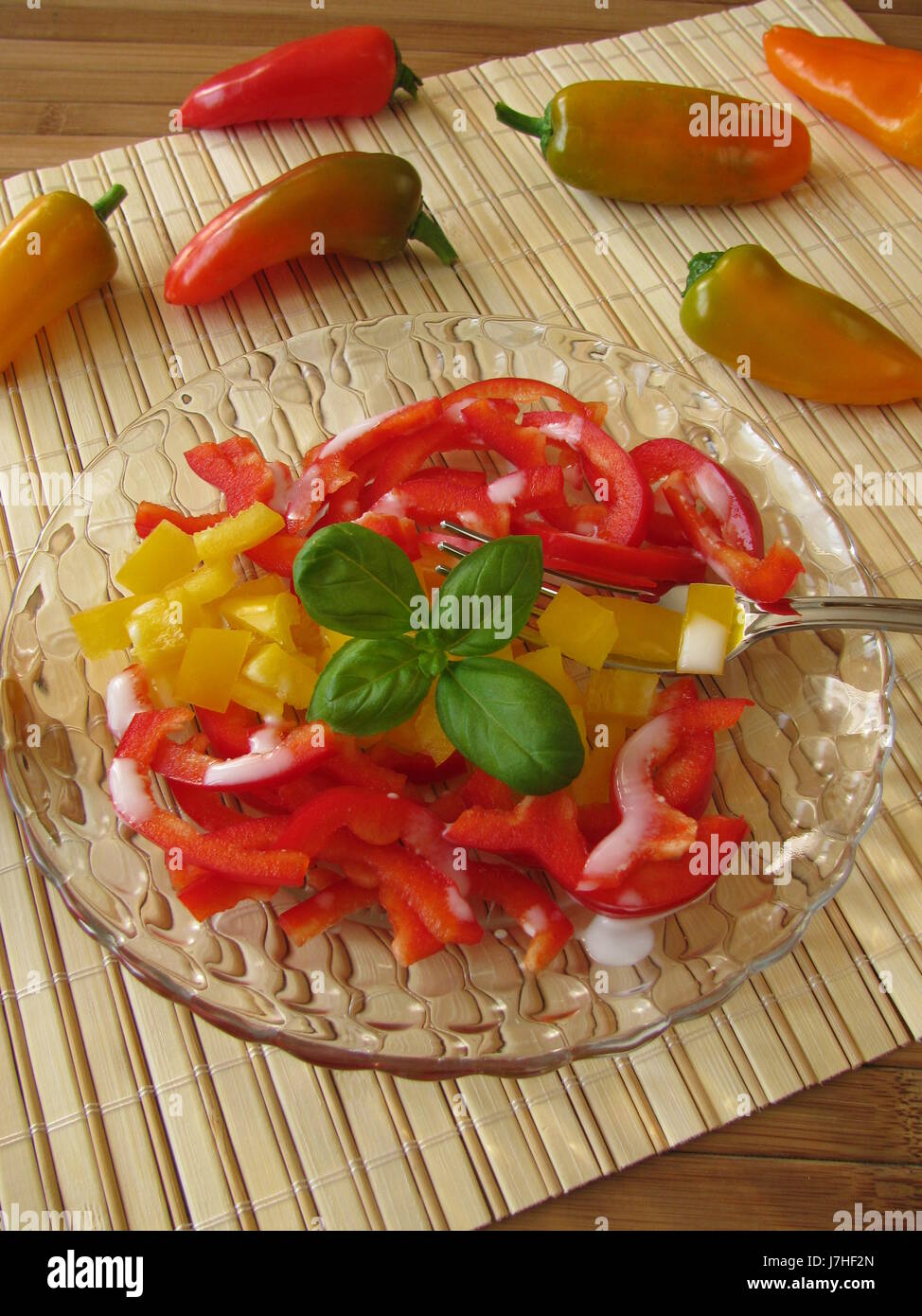 raw food salad with peppers Stock Photo