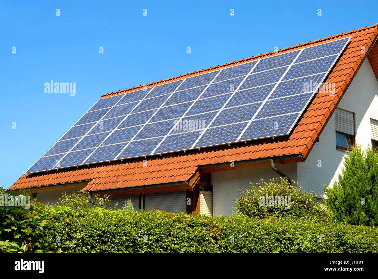 solar roof on a single house Stock Photo
