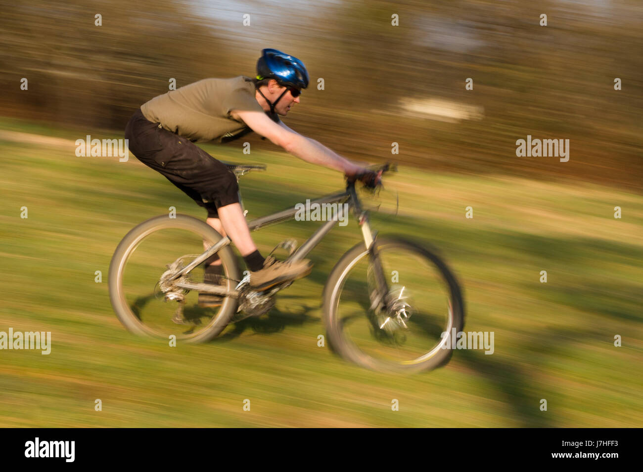 mountain bikers,at high speed Stock Photo