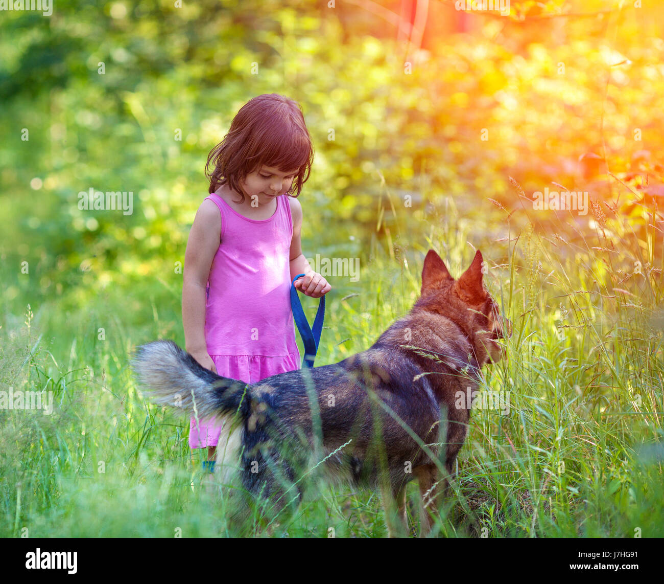 Girl holding dog leash hires stock photography and images Alamy