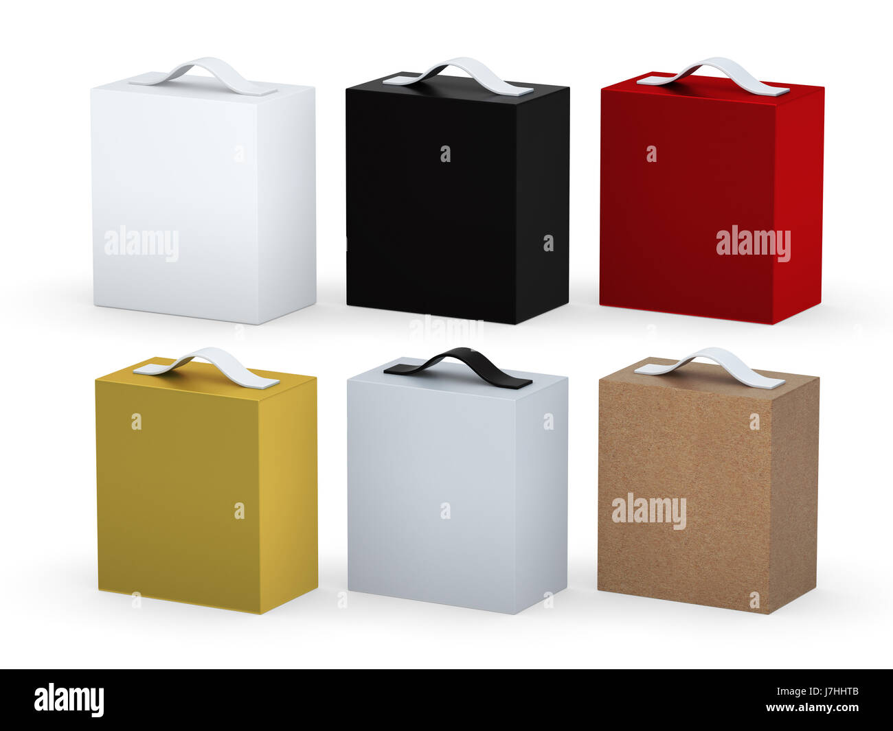 Variation Empty Box Blank variety material box packaging set with handle, clipping path ...