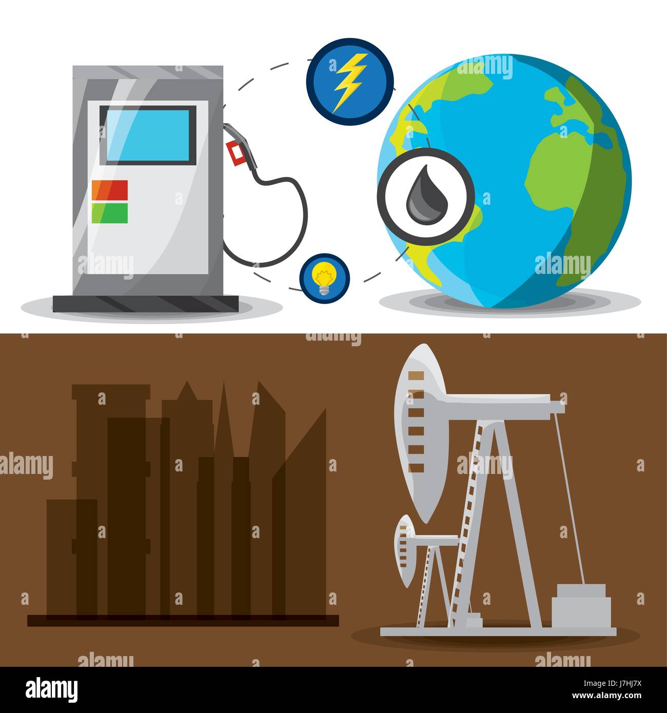 flat landscape releated gasoline and fossil energy Stock Vector Image ...