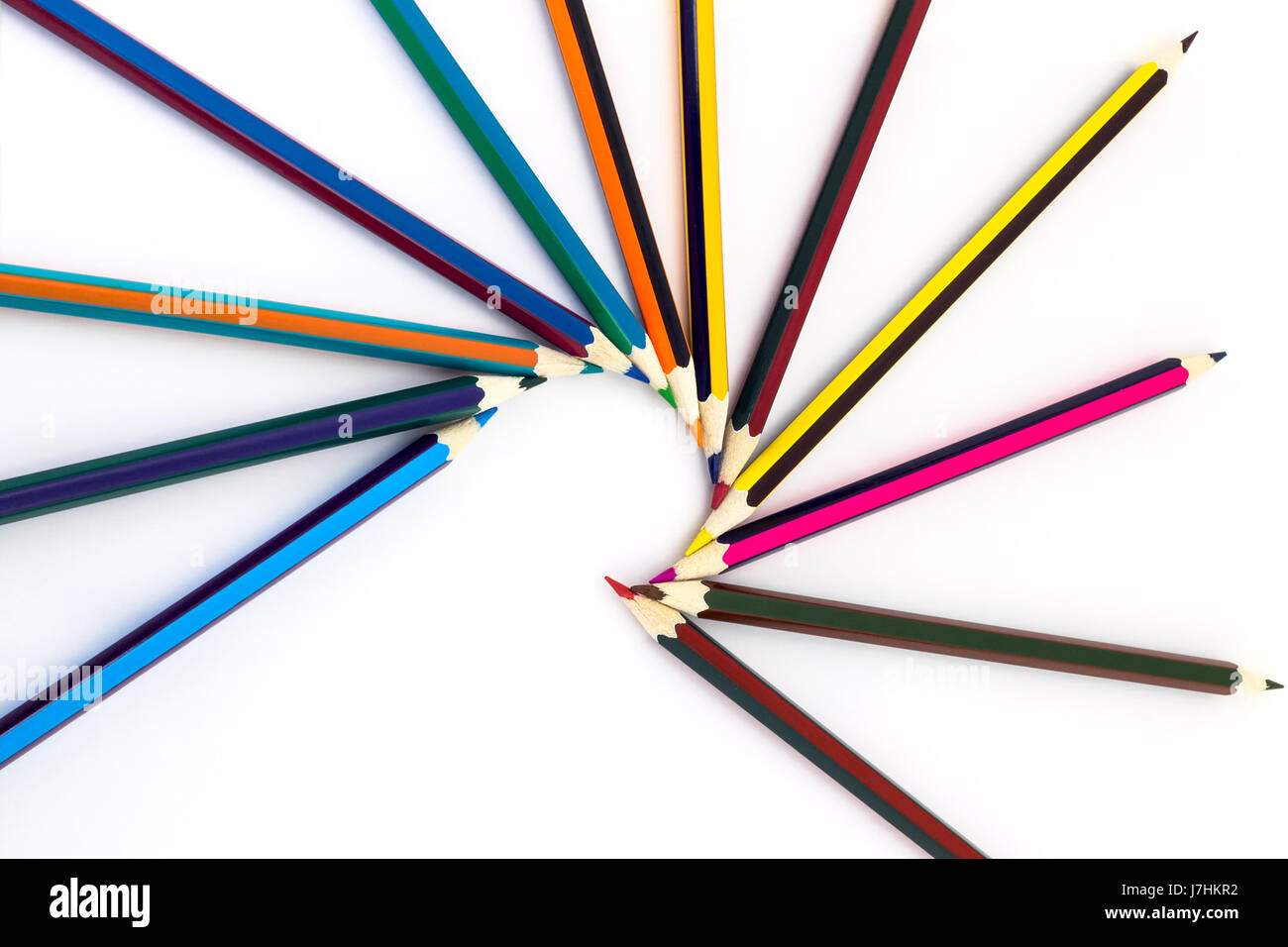 Colored pencils isolated on a white background Stock Photo