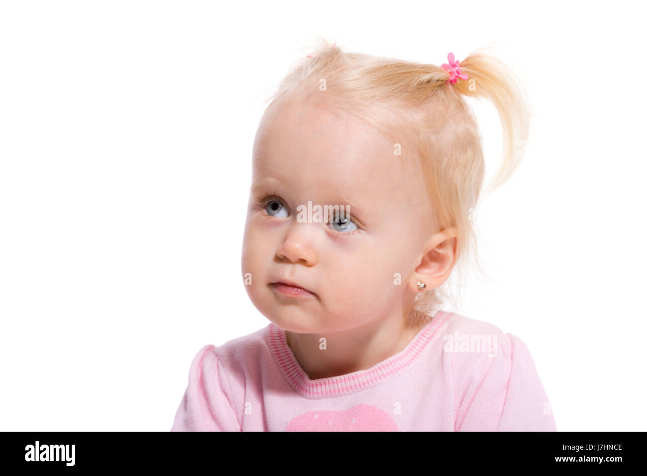 Portrait of cute happy little girl isolated on white Stock Photo - Alamy
