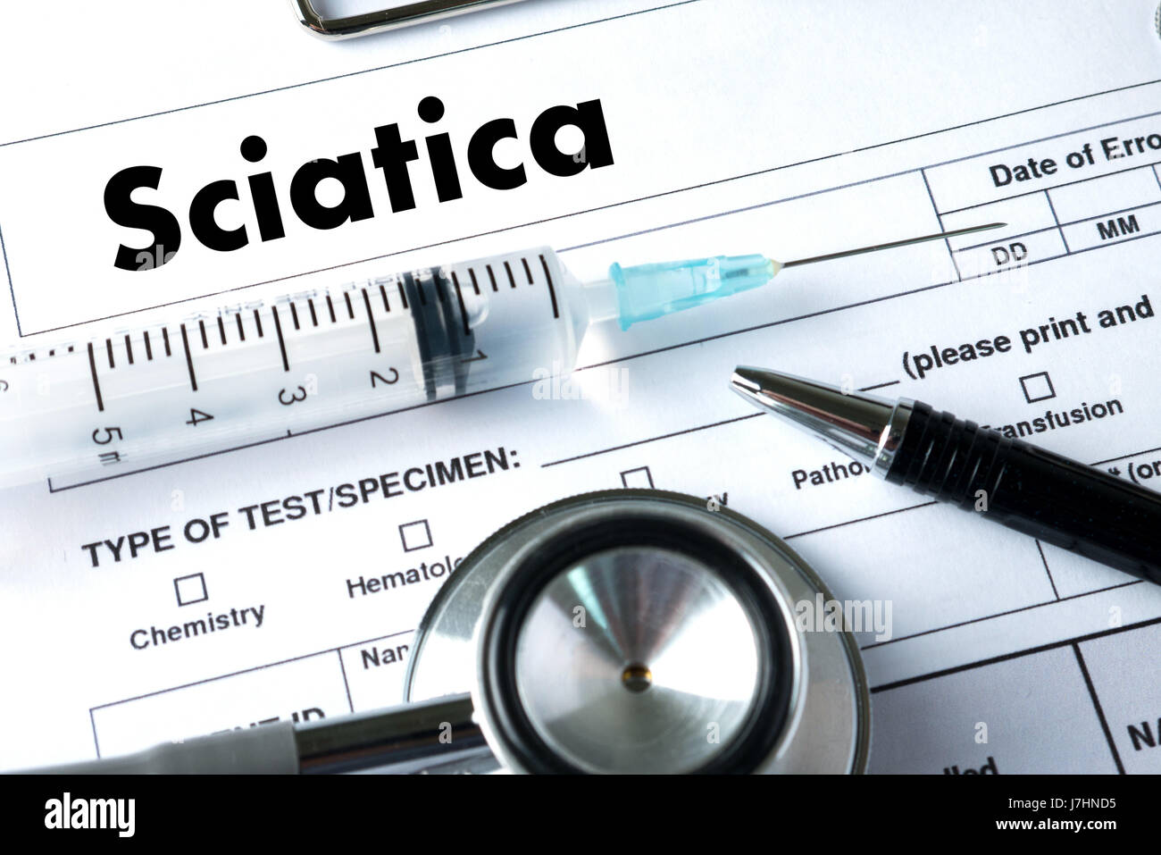 Sciatica doctor hand working Professional Medical Concept Stock Photo
