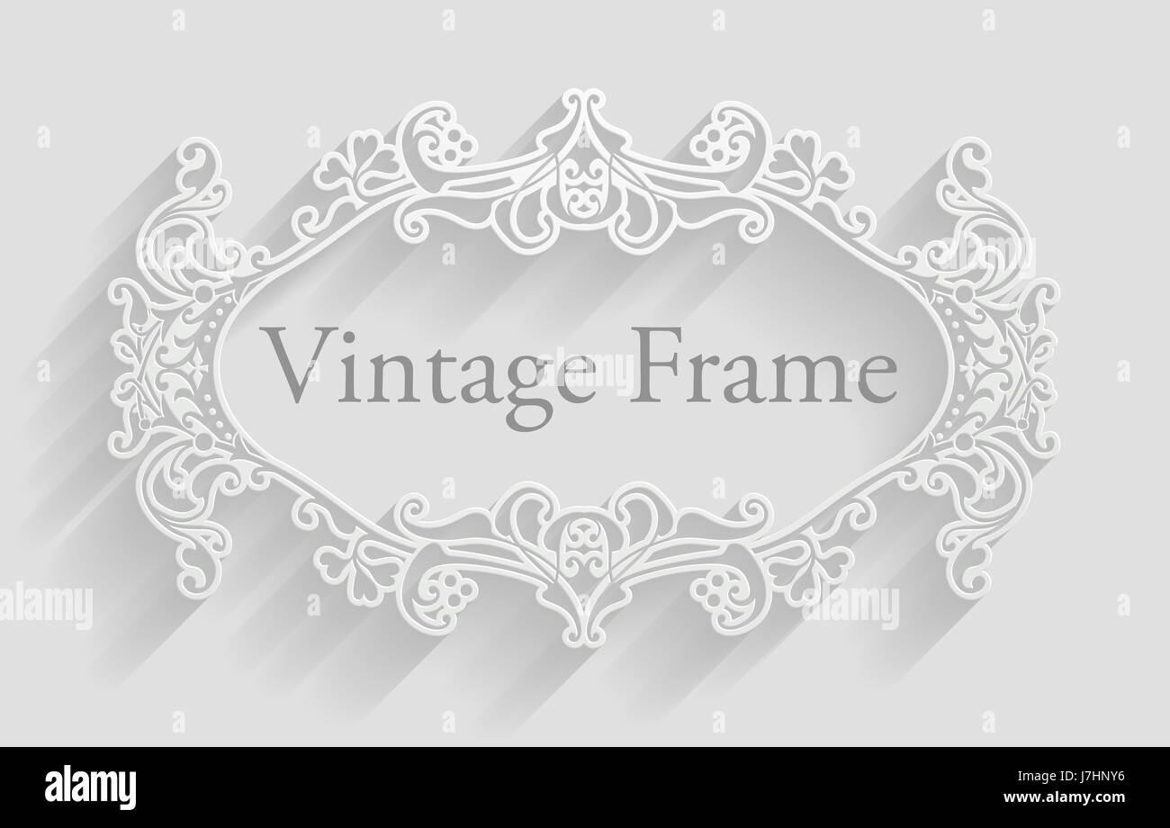 Vintage white cutout Victorian style background frame design Stock Photo