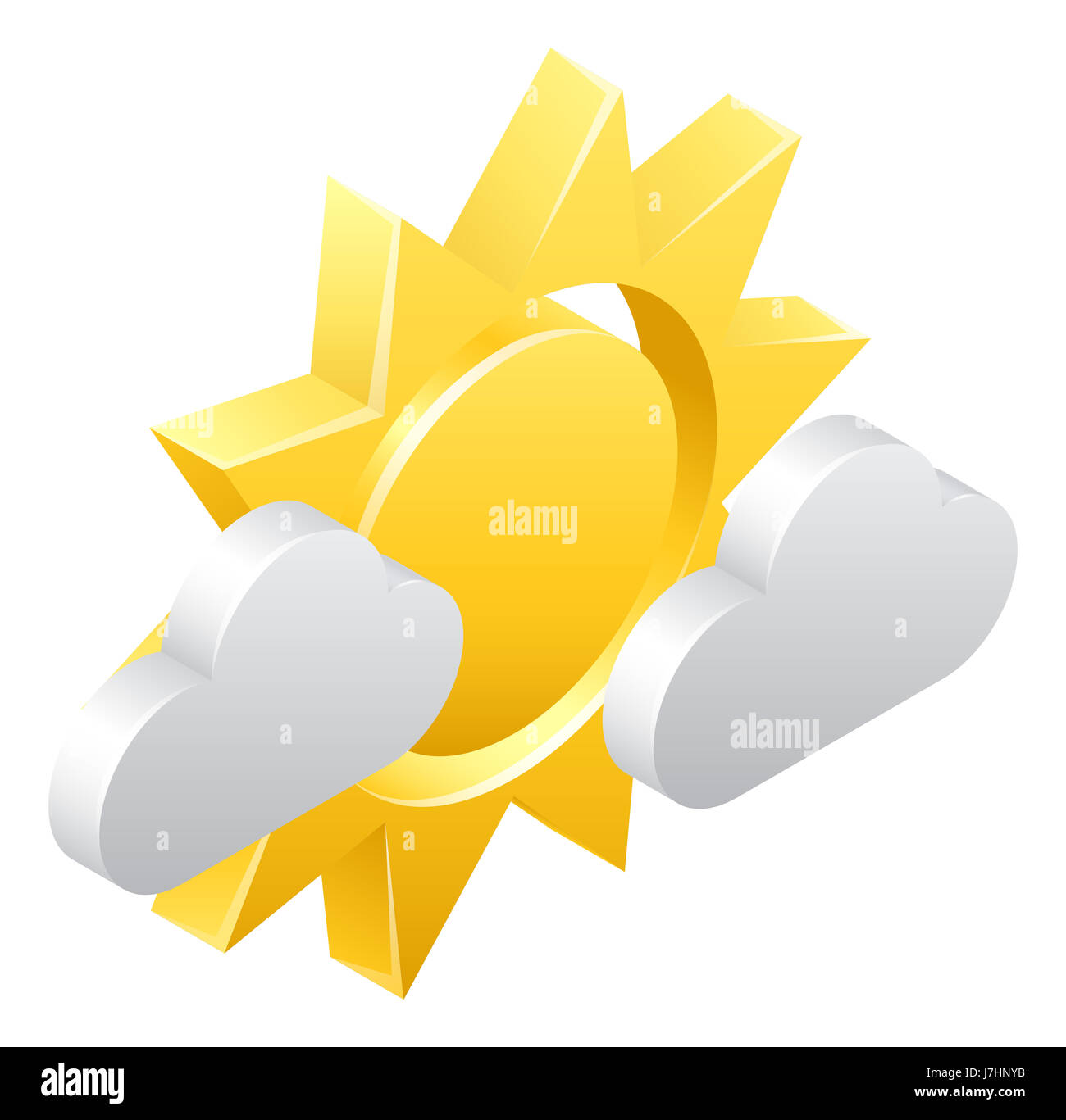 A 3d sun and clouds isometric weather icon concept Stock Photo