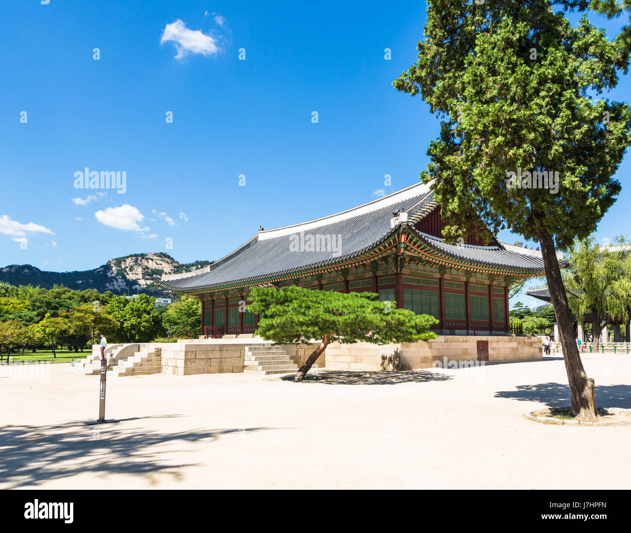 A pagoda in Gyeongbokgung palace, Seoul main royal palace in South Korea capital city Stock Photo