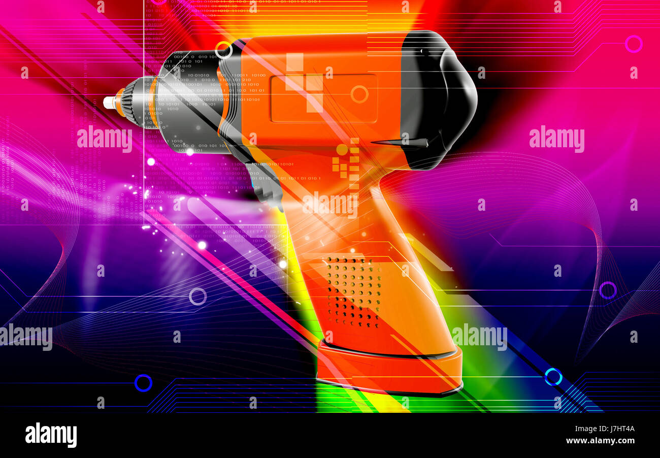 impact tool graphics colour wheel industry repair illustration electric