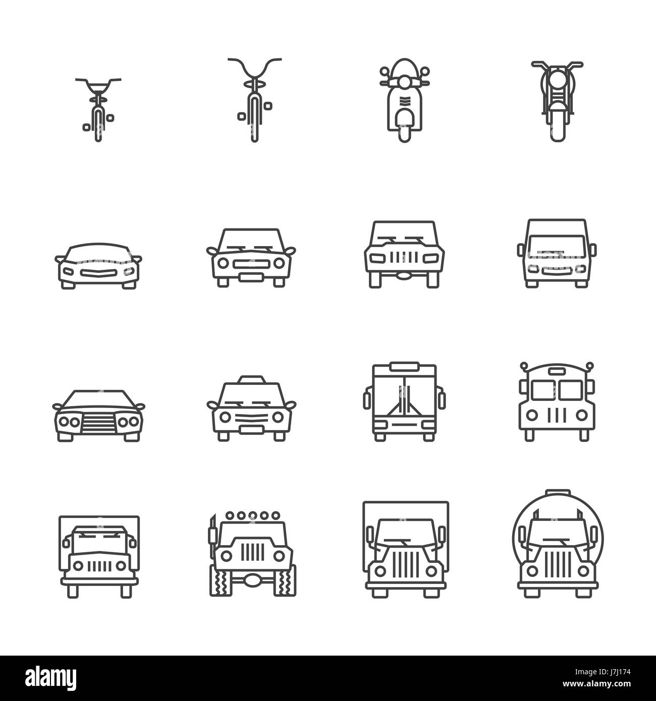 Vehicle icon set Stock Vector