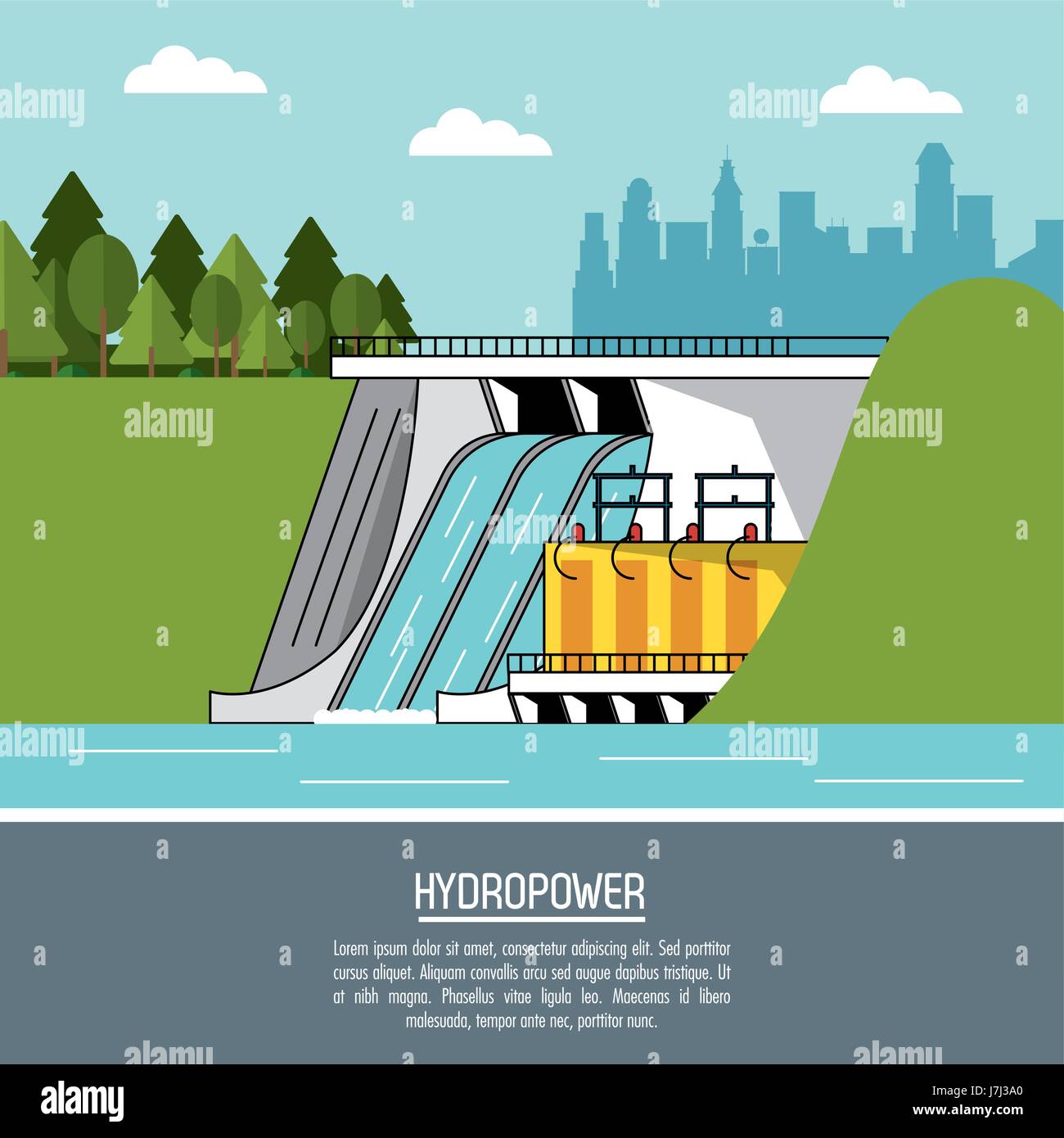 color landscape background hydropower plant renewable energy Stock
