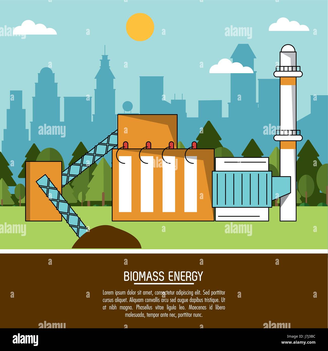 color landscape background biomass energy plant Stock Vector