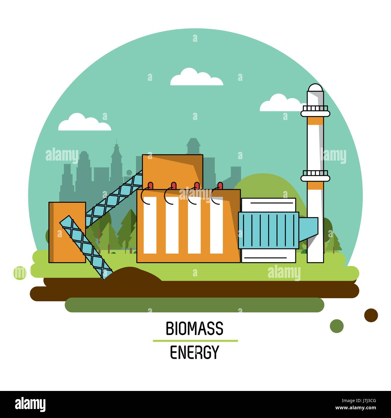 color landscape image biomass energy plant Stock Vector
