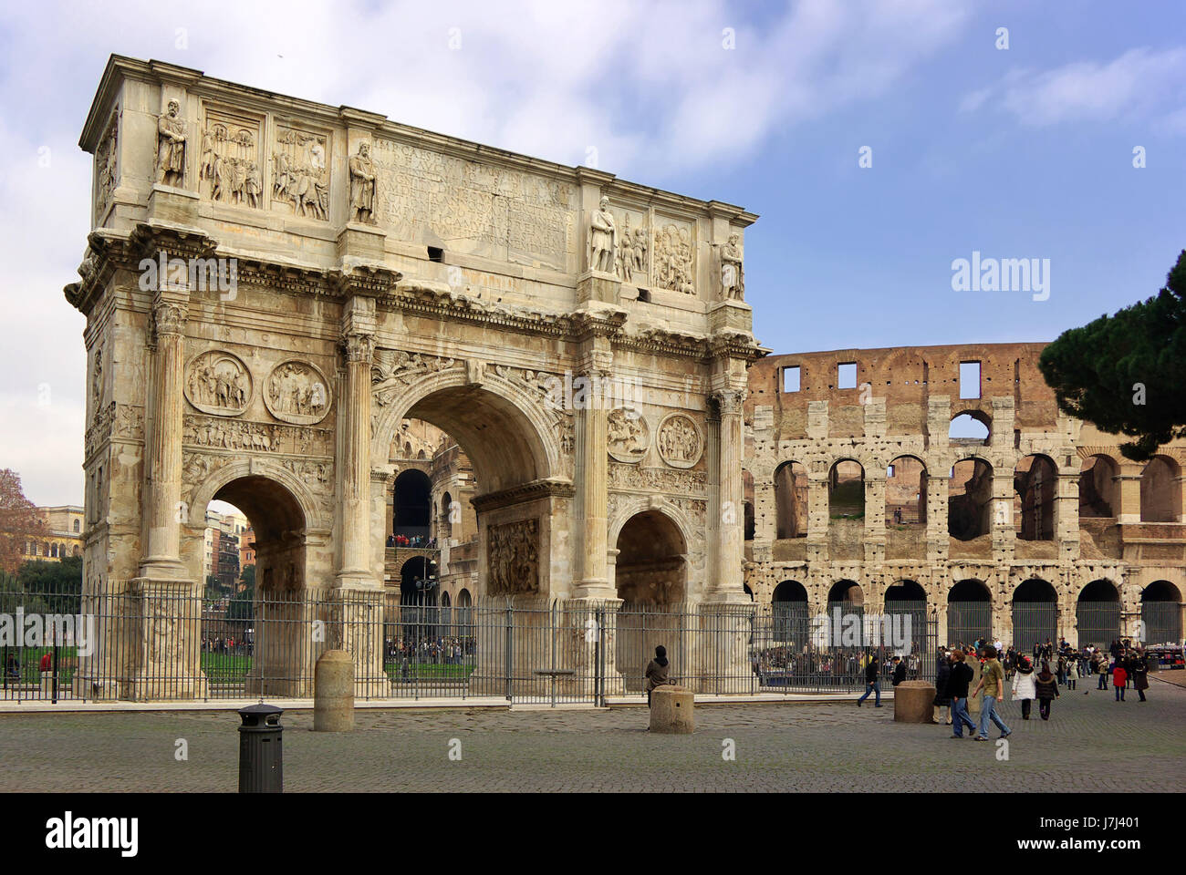 coliseum,constantine arch,rome Stock Photo