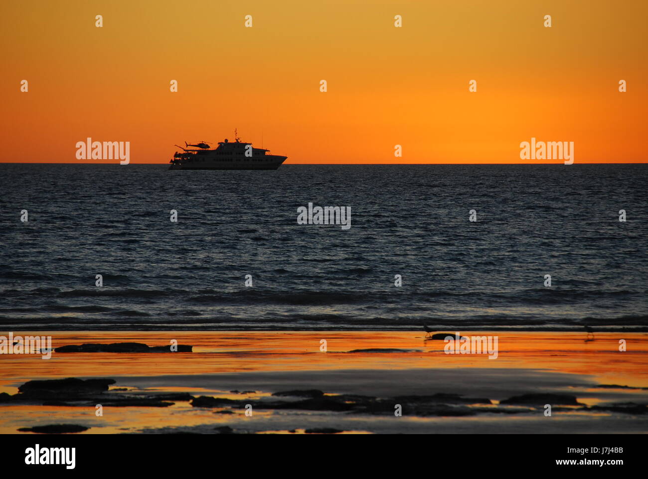 ship with helicopter at the cablebeach broome Stock Photo Alamy