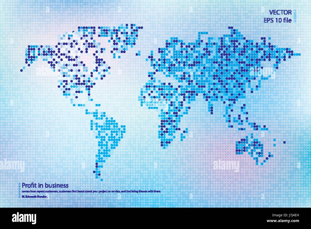 Dotted world map vector illustration. Business concept about world map global elements. Blue technology colors Stock Vector