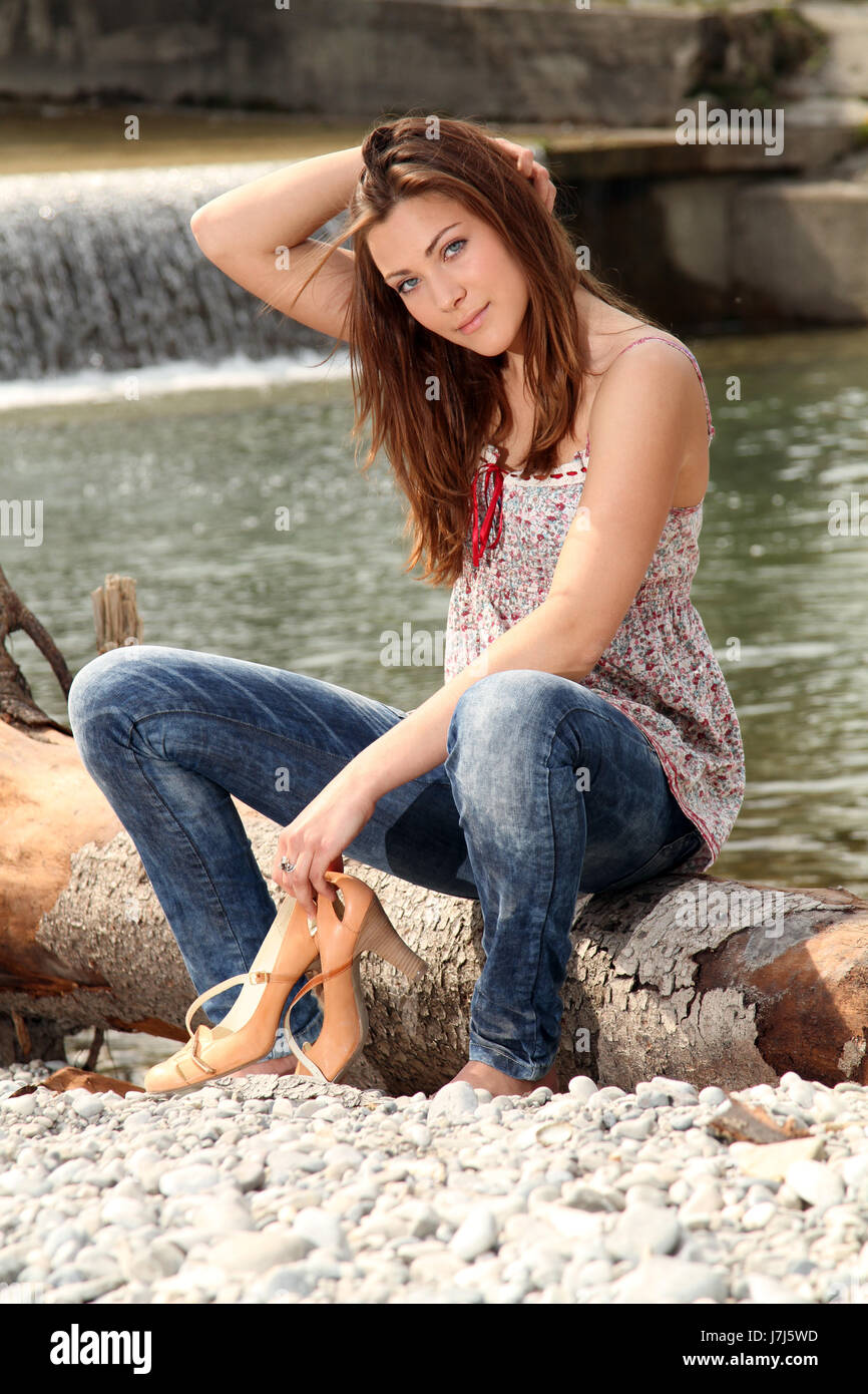 girl on the river Stock Photo - Alamy