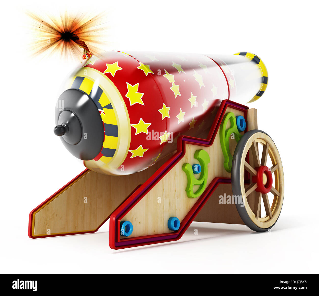 Circus cannon isolated on white background. 3D illustration. Stock Photo