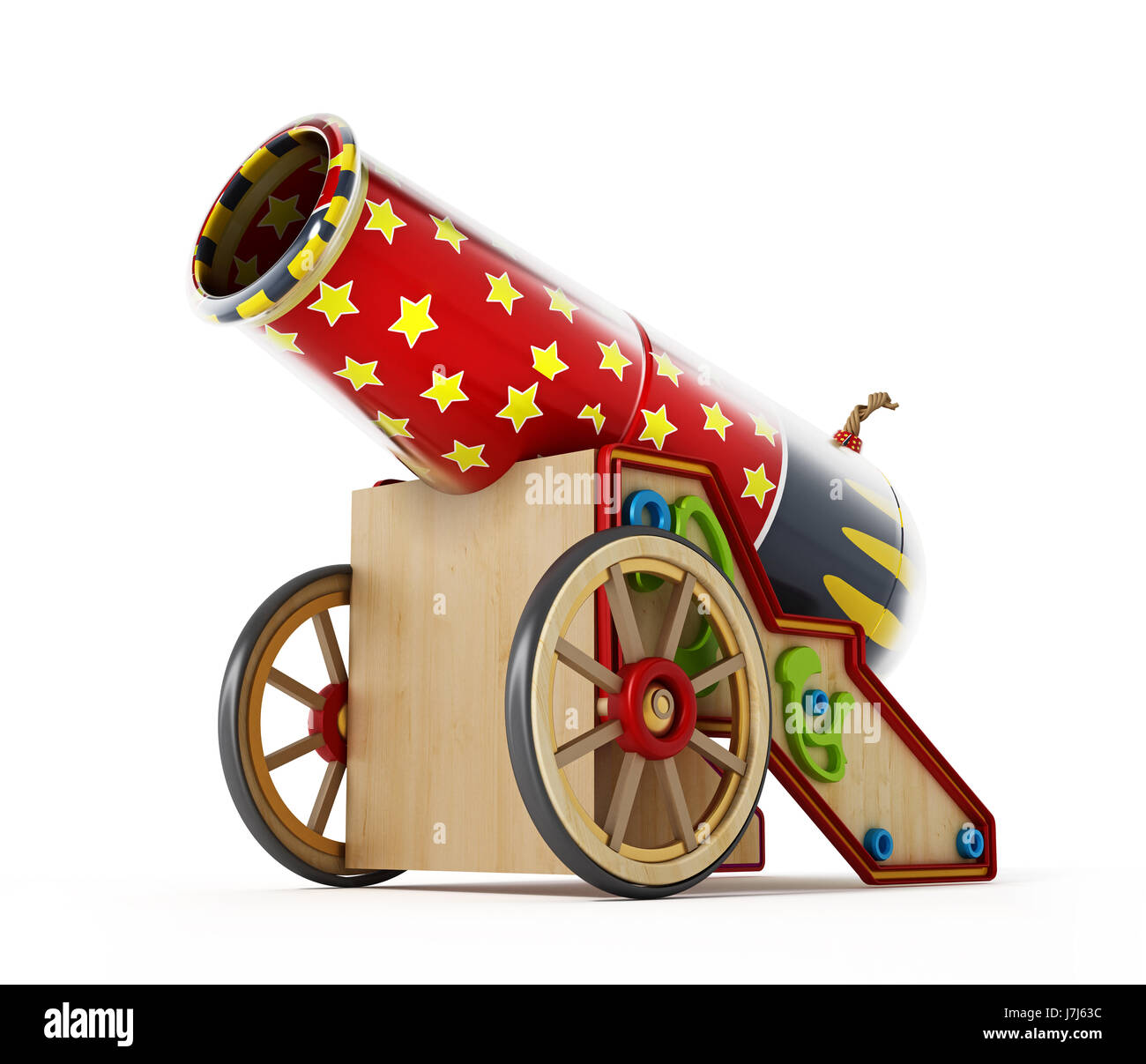 Circus cannon isolated on white background. 3D illustration Stock Photo