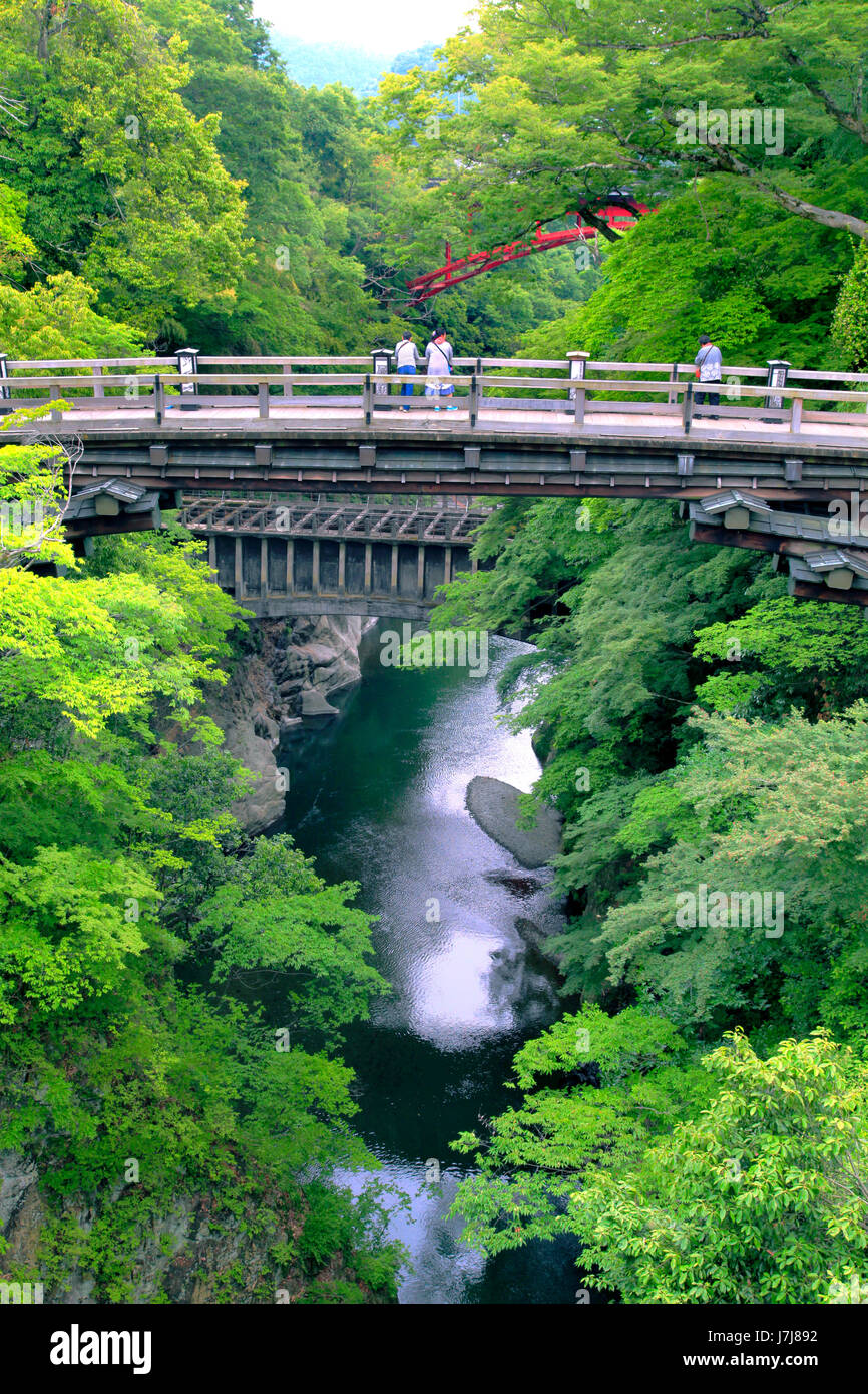 Saruhashi Bridge in Otsuki city Yamanashi Japan Stock Photo