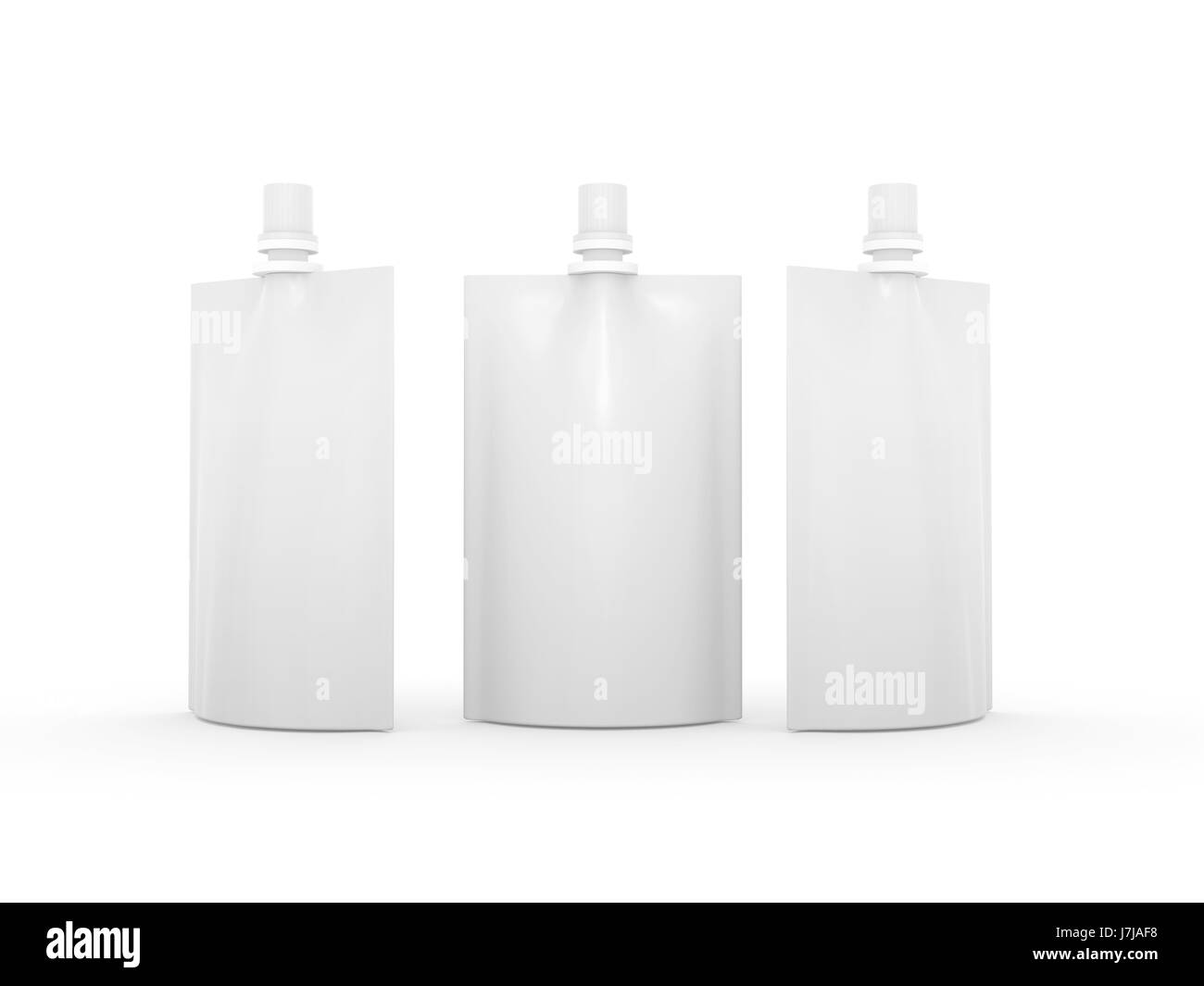 White blank juice  bag packaging with spout lid, clipping path included. Plastic pack mock up for liquid product like fruit juice, milk or jelly, Read Stock Photo
