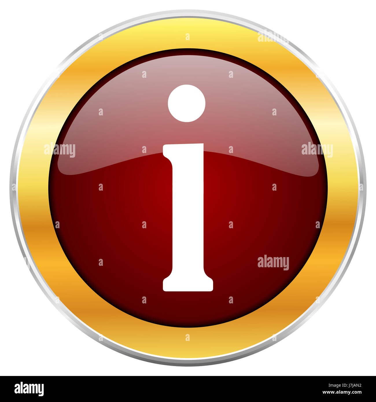 Information red web icon with golden border isolated on white ...