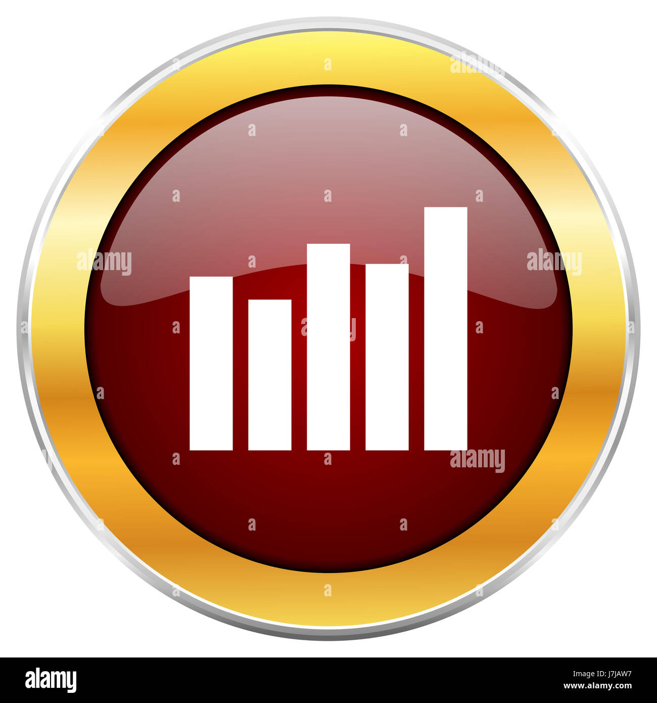 Graph red web icon with golden border isolated on white background ...