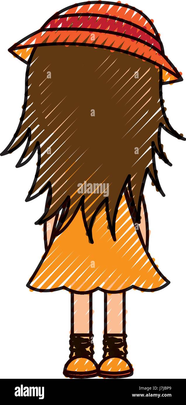 back cute little girl character Stock Vector Image & Art - Alamy