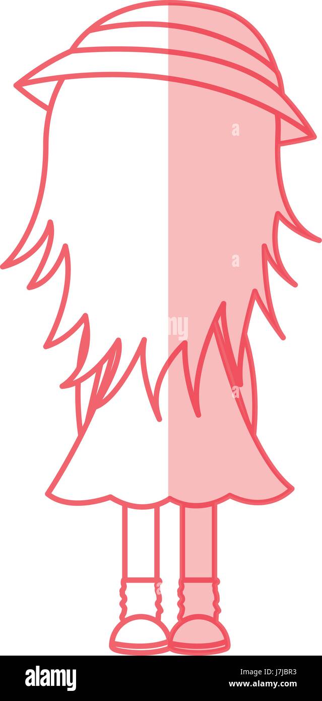 back cute little girl character Stock Vector Image & Art - Alamy