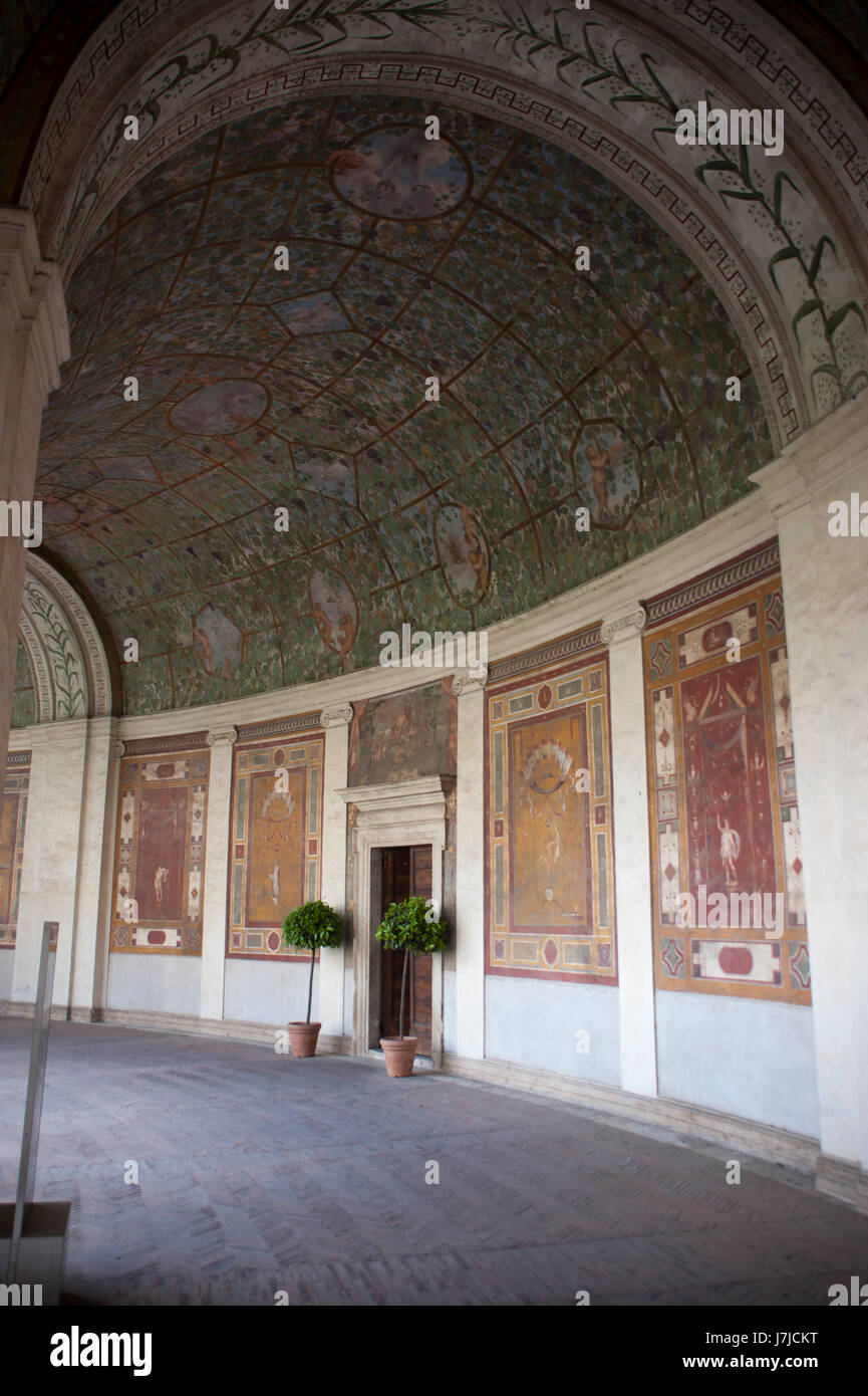The circular vaulted portico of Villa Giulia in Rome Stock Photo