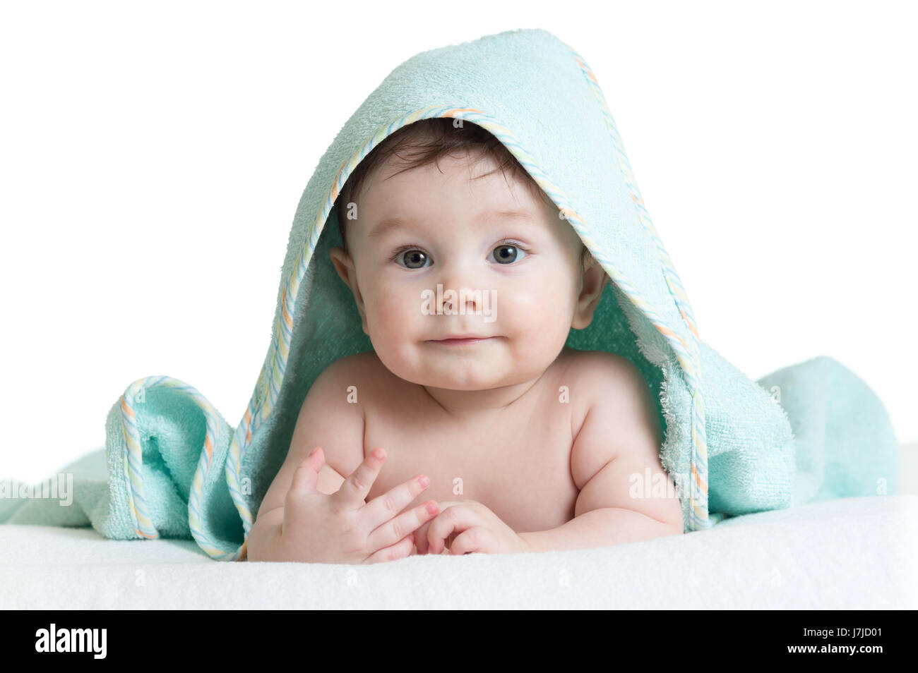 Funny Happy Baby Boy In Towel Stock Photo Alamy
